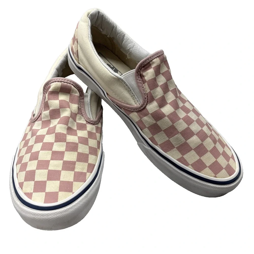 Vans Checkerboard Slip-On Classic Sneakers  Dusty Pink Men 8 Women 9.5 See Pics
